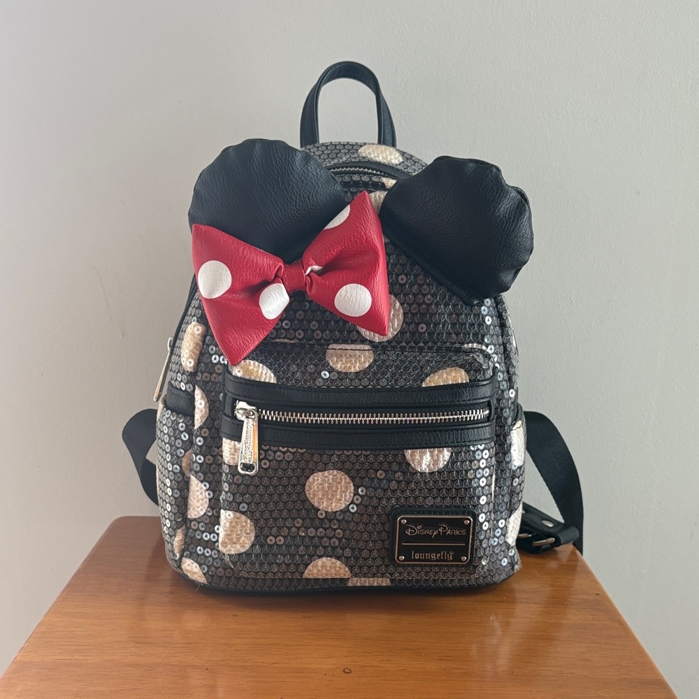 Loungefly Black and Red Polka Dot Backpack